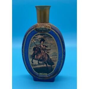 Beam's Choice Bourbon Blue Porcelain Decanter Velazquez Artwork Vintage
